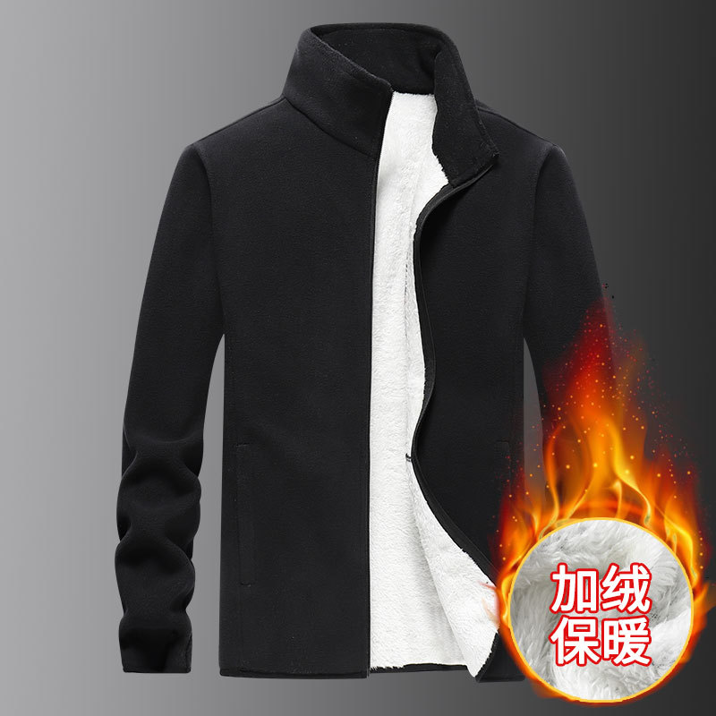 Chaqueta de Forro Polar de Talla Grande para Hombre, Sudadera de Forro Polar de Invierno, Ropa de Hombre de Talla Extra Grande, Chaqueta de Cuello Alto para Caballero de Negocios