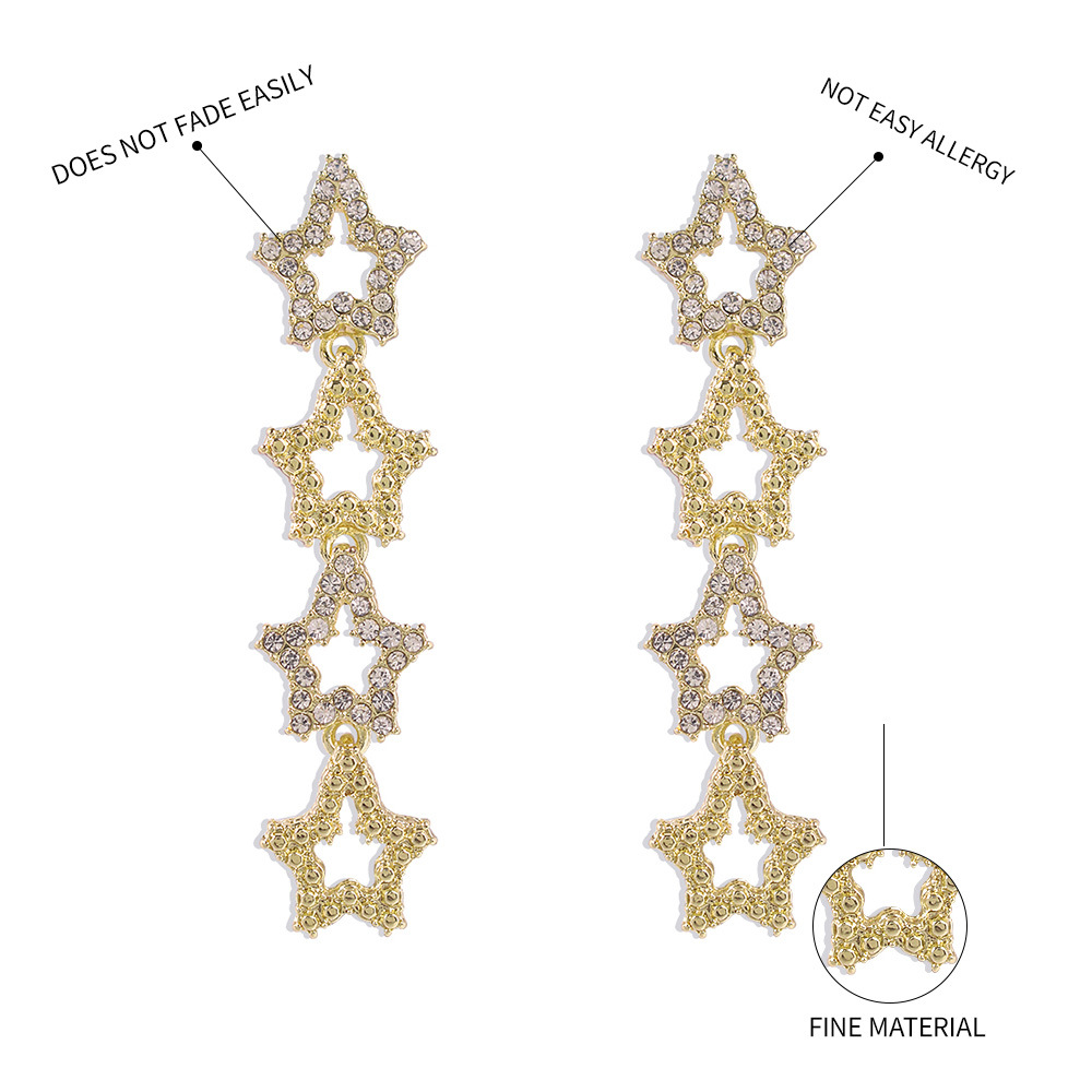 Light Luxury Five-pointed Star Diamond Long Earrings display picture 5