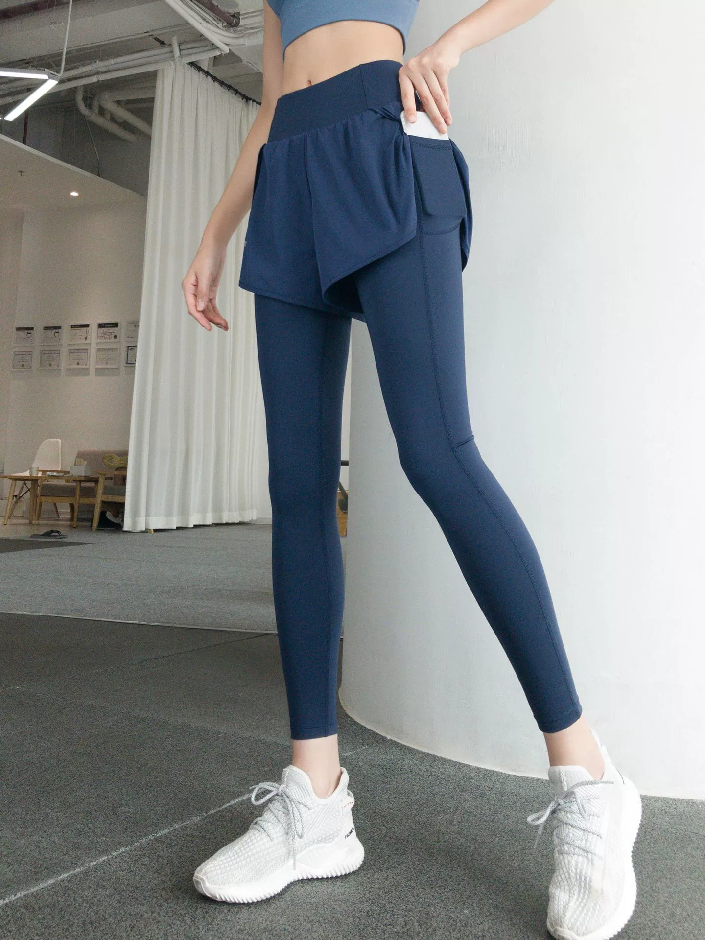 Спортивные брюки женские с высокой талией, эластичная плотная верхняя одежда для бега, искусственные штаны для фитнеса из двух частей, Осенние быстросохнущие штаны для йоги