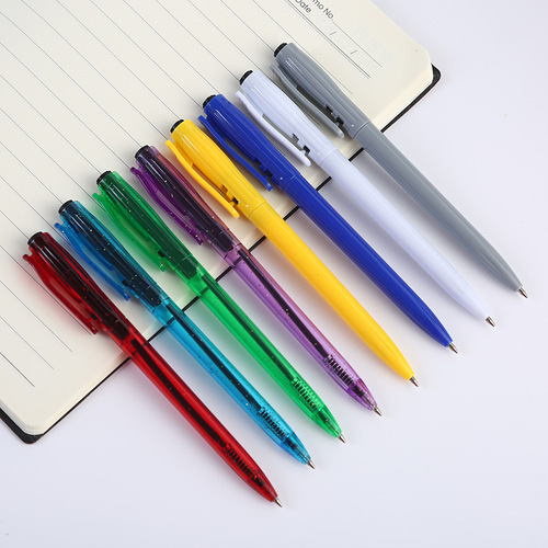Ballpoint pens with push-button cases, blue, 0.7mm bullet tip