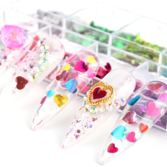 跨境熱款美甲亮片 ins情人節幻彩鐳射心形指甲亮片閃片飾品nail