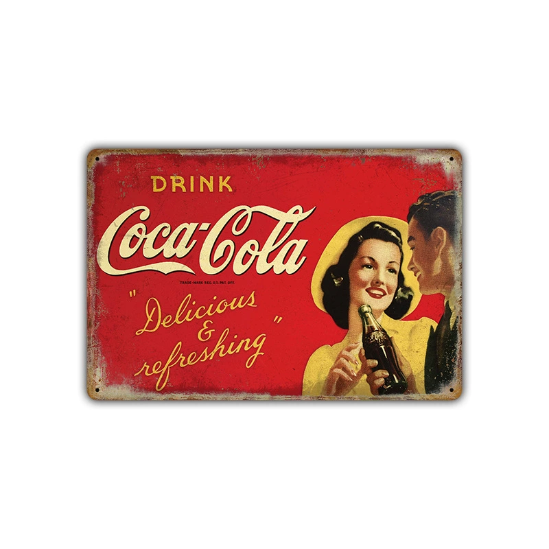 Безрамочная металлическая вывеска (Coca-Cola) ретро рекламный плакат, 20×30 см, винтажное декоративное украшение
