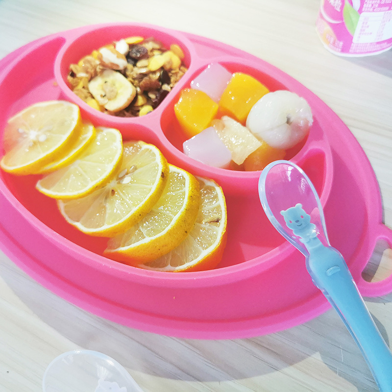 Silicone plates silica gel Complementary food Dinner plate Smiling face Integrated children Mat Infants Sucker bowl