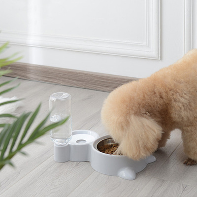 猫头宠物碗喂食饮水狗盆双碗自动续水不湿嘴喝水猫碗|ms