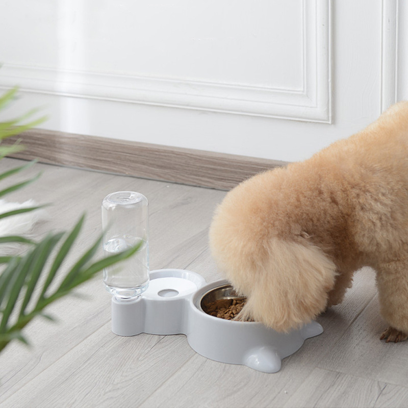 猫头宠物碗喂食饮水狗盆双碗自动续水不湿嘴喝水猫碗|ms