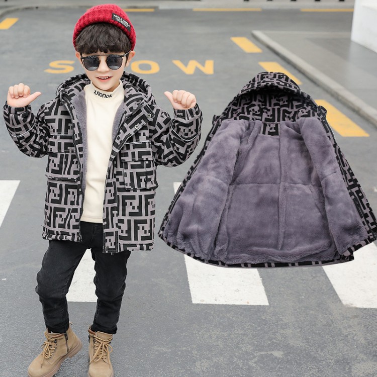 Children's clothing Boy Autumn and winter cotton-padded clothes coat Western style 2020 new pattern children Adidas Cotton clip Plush thickening jacket