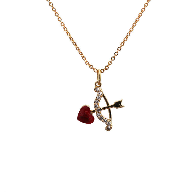 Arrow Pattern Micro-inlaid Zircon Heart-through Necklace
