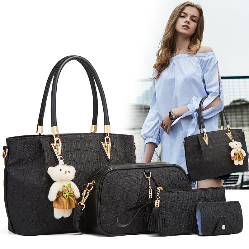 4-Piece Set Mother Bag European And American Trend Shoulder Bag Fashion Straddle Bag Multi-Functional Backpack