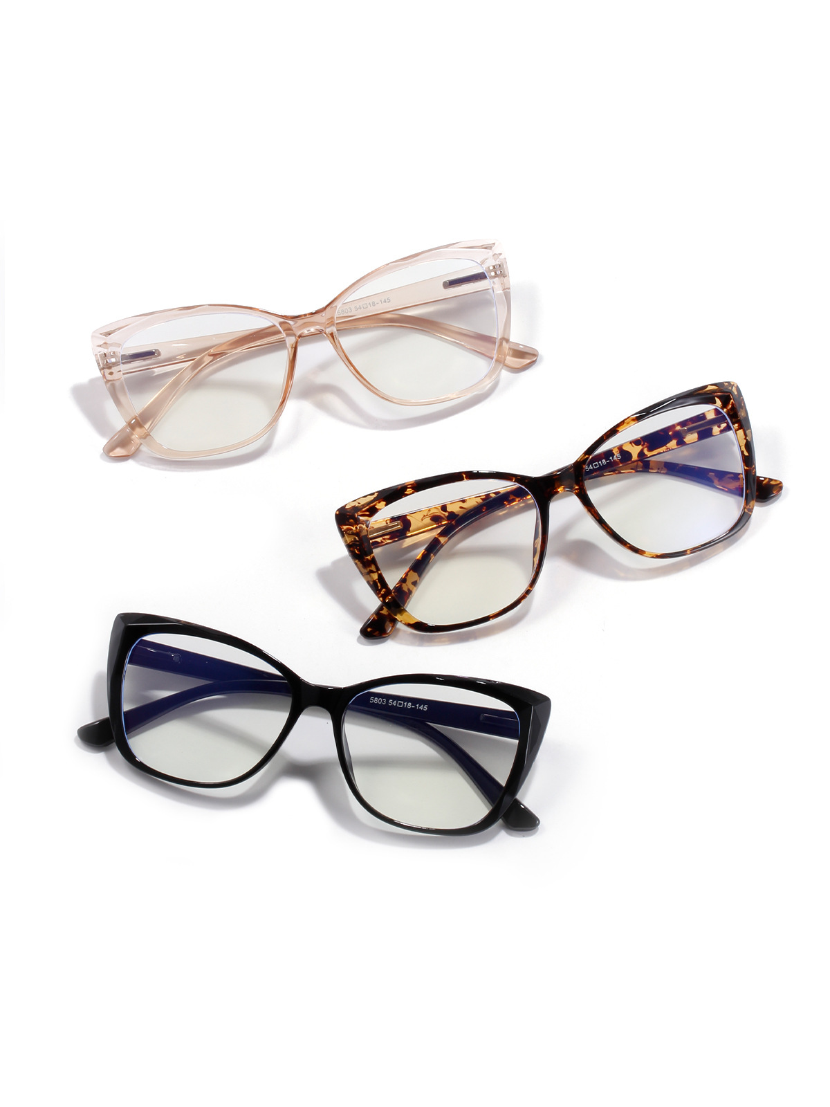 Wave Pattern Anti-blue Light Flat Mirror Pointed Cat Eye Glasses Wholesale display picture 13