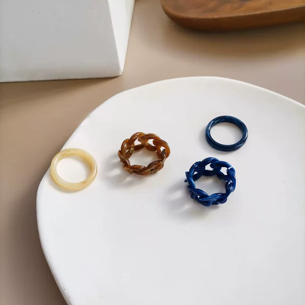 Retro Hong Kong Style Elegant Finger Ring Two-piece Set Personalized Chain Design Ring 2023 Trendy Finger Ring Women's 940