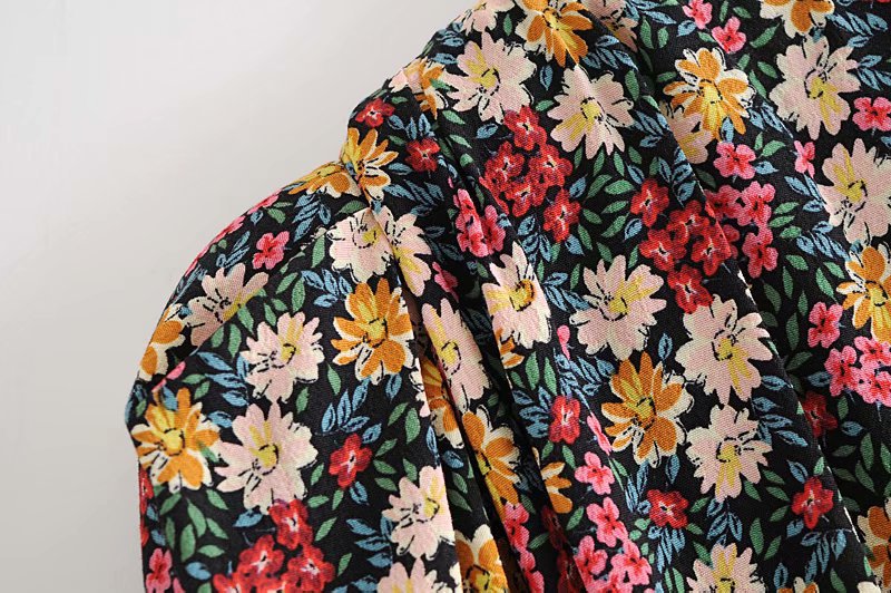 autumn retro dress with shoulder pad printing NSAM3598