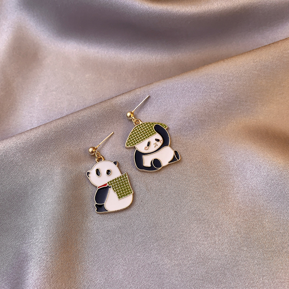 New Asymmetrical  Cute Panda Puppy Lucky Cat Earrings display picture 9