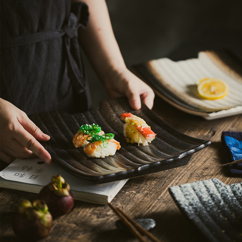 Japanese ceramic tableware set retro plates creative irregular plates sushi shop hotel restaurant special-shaped plates