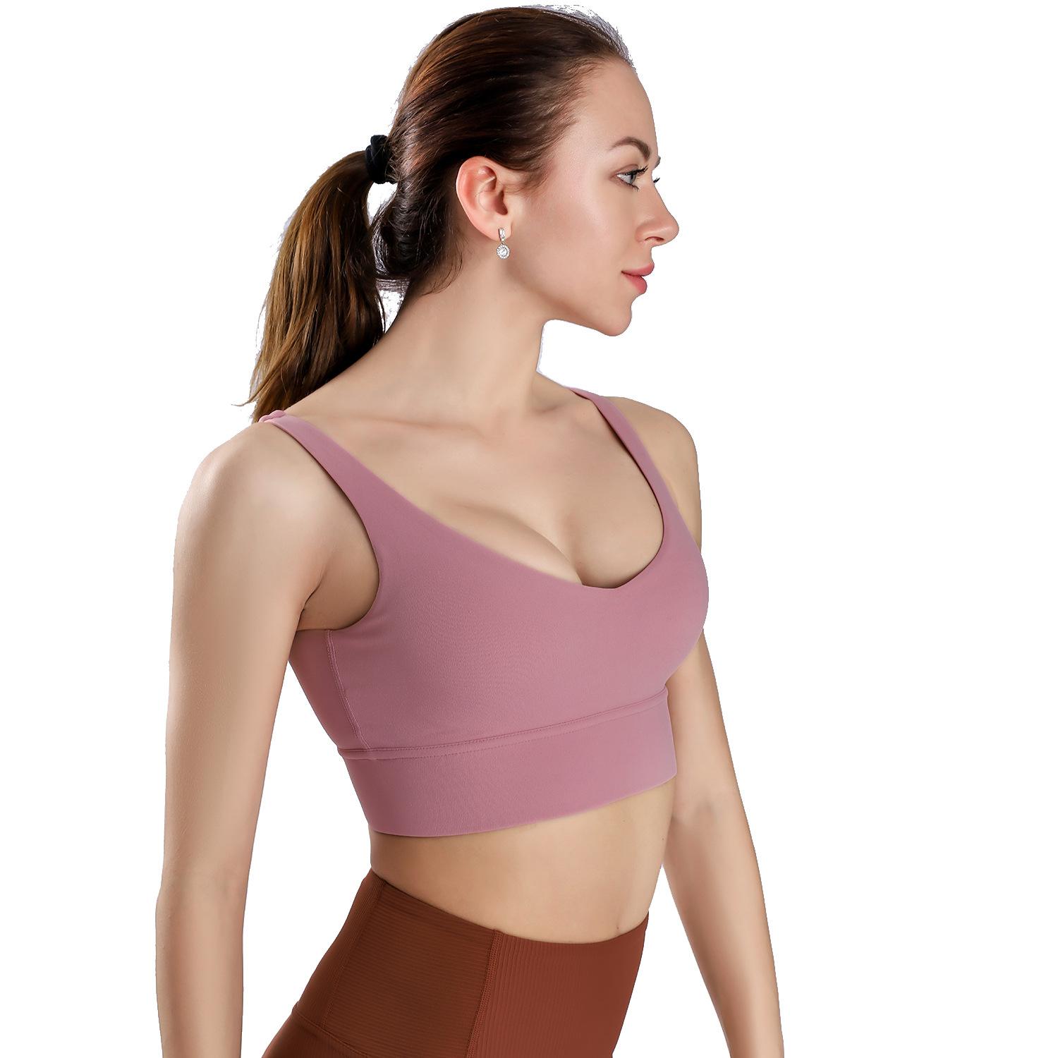 高强度运动文胸女吸汗背心式无痕运动内衣女跑步防震lulu瑜伽文胸