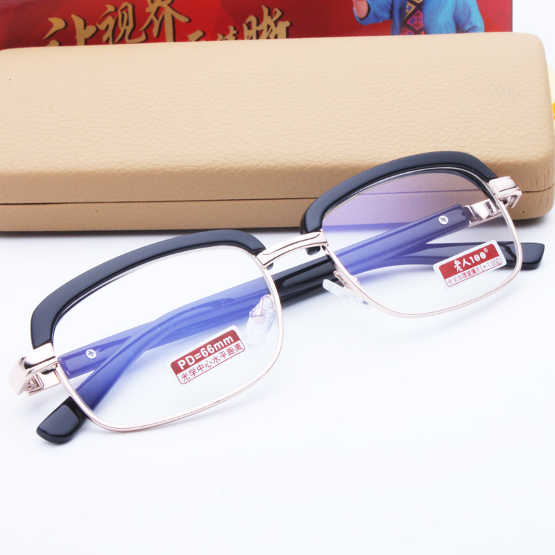 Special shop the elderly 100 Presbyopic glasses black Eyebrow Presbyopia high-grade optics Glass Coating Lens 596