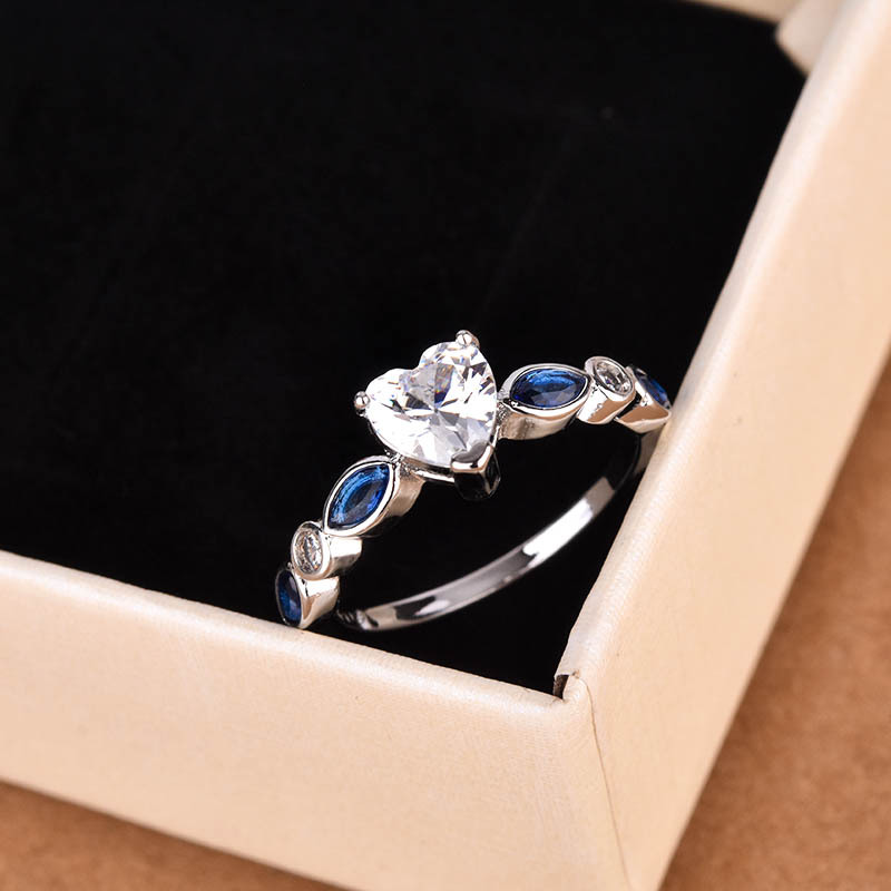 Women'S Gender Fashion Heart Shape Copper Inlay Birthstone Rings 1 Piece