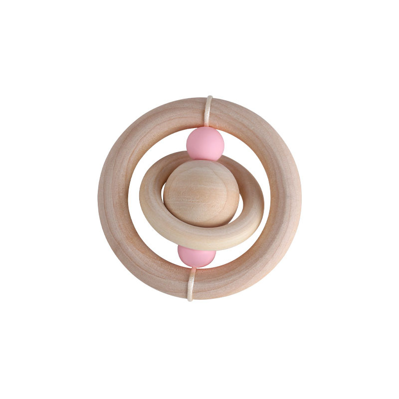 Bebé de madera mano ejercicio agarre juguete teether creativo planeta juguete bebé teether palo de juguete teether