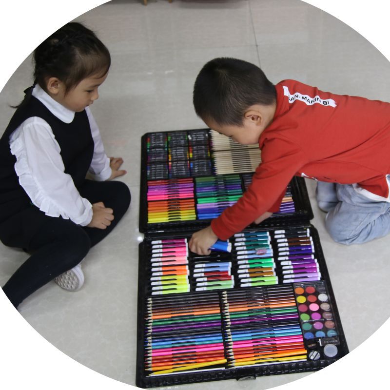 288件套儿童水彩笔涂鸦绘画套装 儿童画笔玩具套装跨境248彩色笔|ru