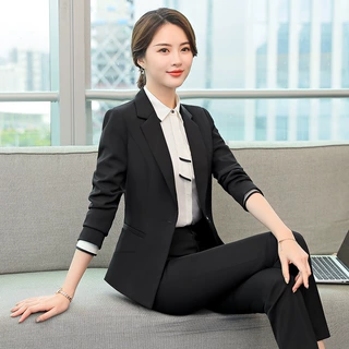 厂家批发现货免烫西装女士职业装套裤酒店销售教师工作服面试西装