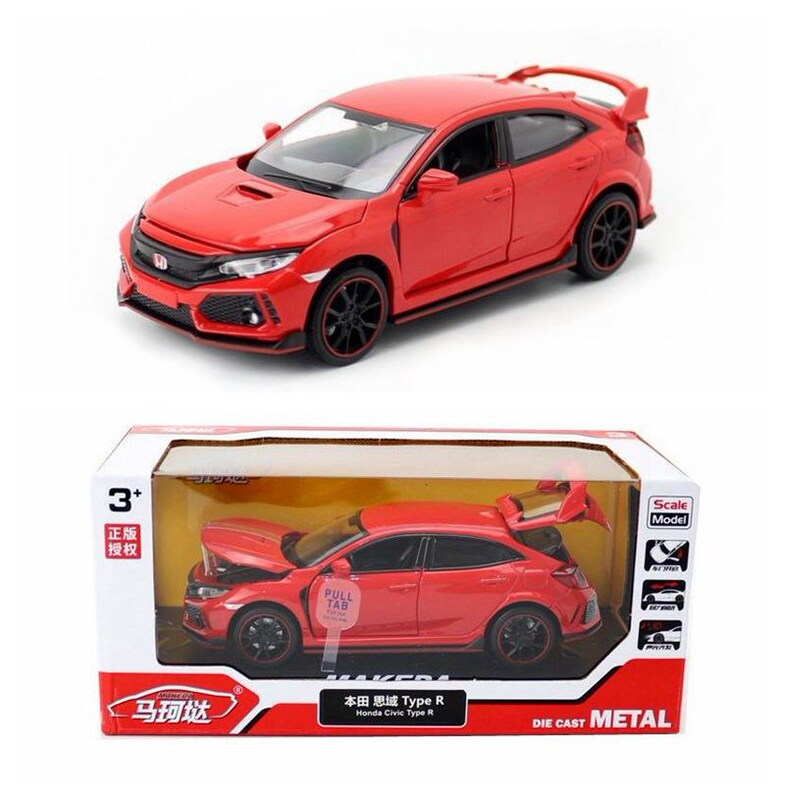 Yufeng Make 1:32 Honda Civic type R sports car sound and light return force door simulation alloy Model Collection