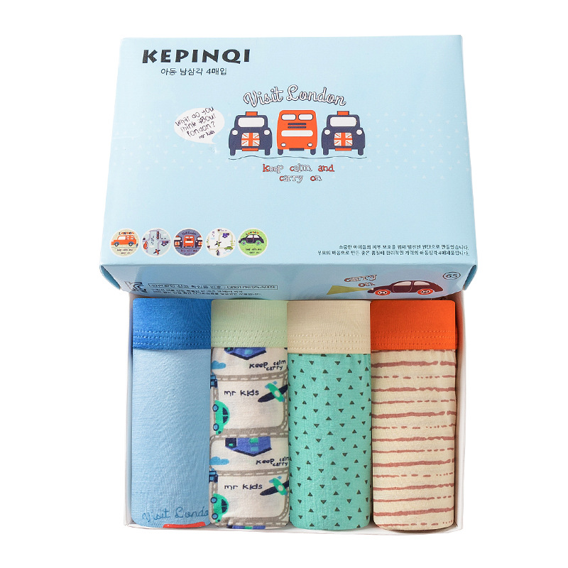 20年新款四角褲卡通汽車四條盒裝寶寶幼兒中小童內衣內褲壹件代發