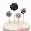 Factory selling birthday cake decorative hand folding flowers, solar fan, gold, silver powder, blue black paper fan 4 -piece set