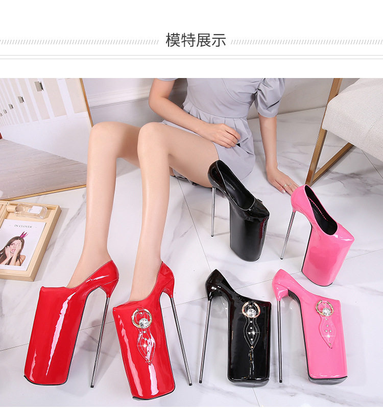 Giày cao gót nữ gót nhọn màu trơn phong cách Âu Mỹ dự tiệc — Màu đen, Màu đỏ, Đỏ đào chi tiết 8