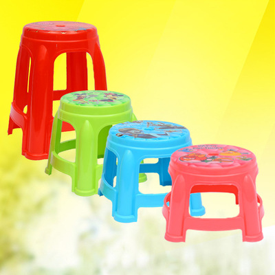 源头厂家可定制LOGO家用圆形加厚双色凳子批发儿童学校餐厅板凳|ms