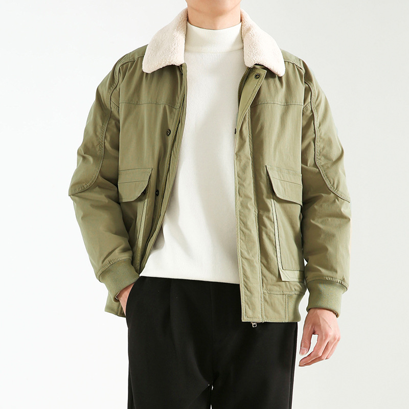 冬季保暖重磅白鸭绒加厚外套潮流商务休闲翻领工装风羽绒服男短款|ms