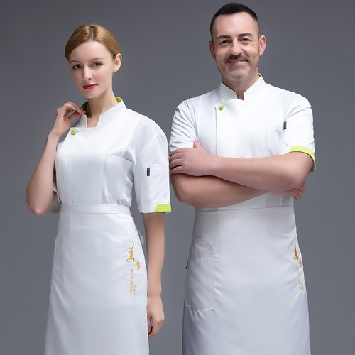 Hotel chef work clothes short-sleeved spring and summer baking restaurant kitchen western restaurant hotel chef uniform men's breathable A01