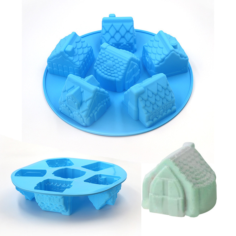 6-piece small house silicone cake mold handmade soap mold ice tray professional customization all kinds of silicone cake mold
