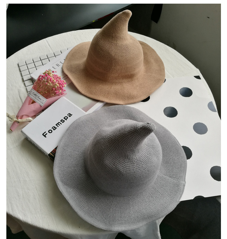 Vintage Halloween Frau Hexenhut Kostüm Wolle Strickmütze für Party Cosplay Maskerade Hut Festival Dekoration Zubehör – Detail 7