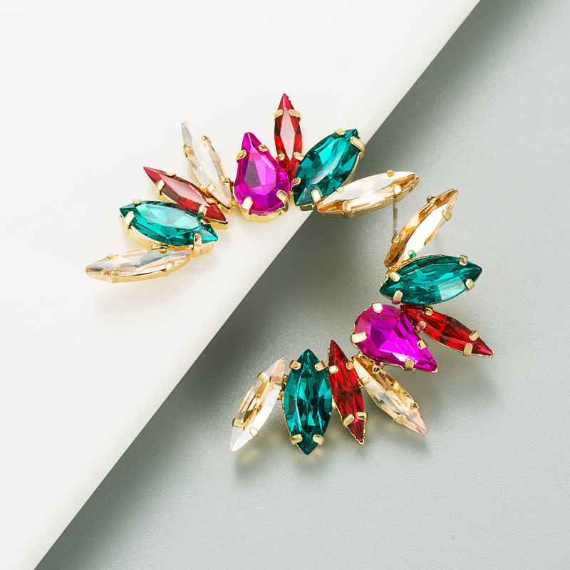 Fashion Colorful Rhinestone Flower Earrings display picture 7