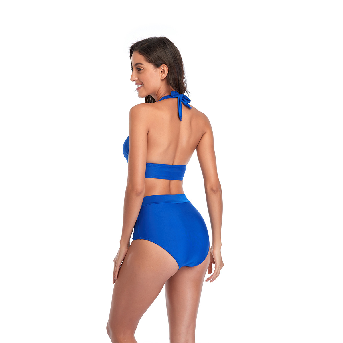 new solid color split high waist bikini swimsuit  NSHL23316