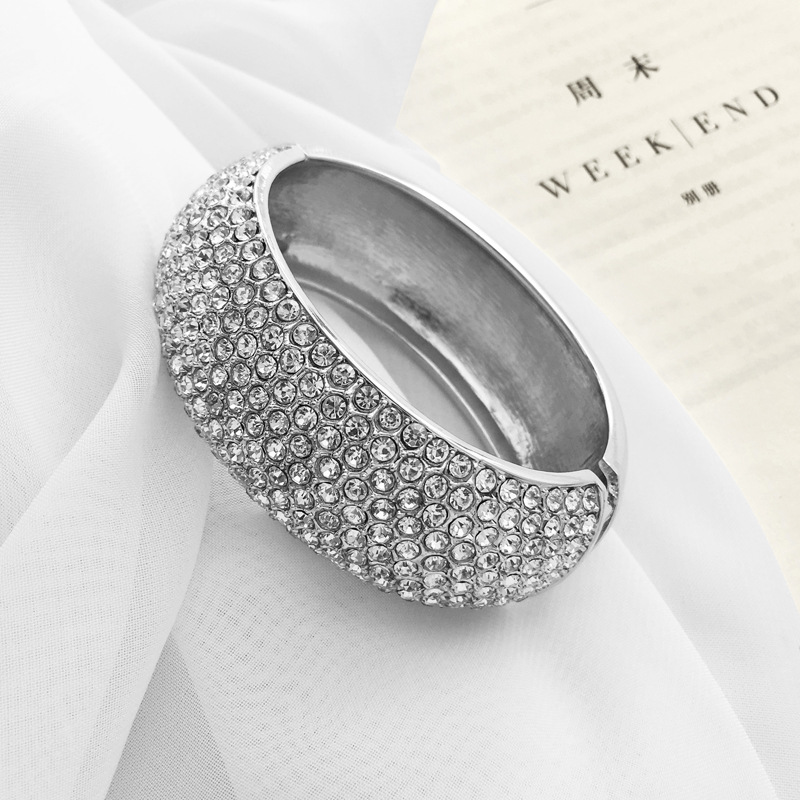 alloy wide-sided zircon bracelet