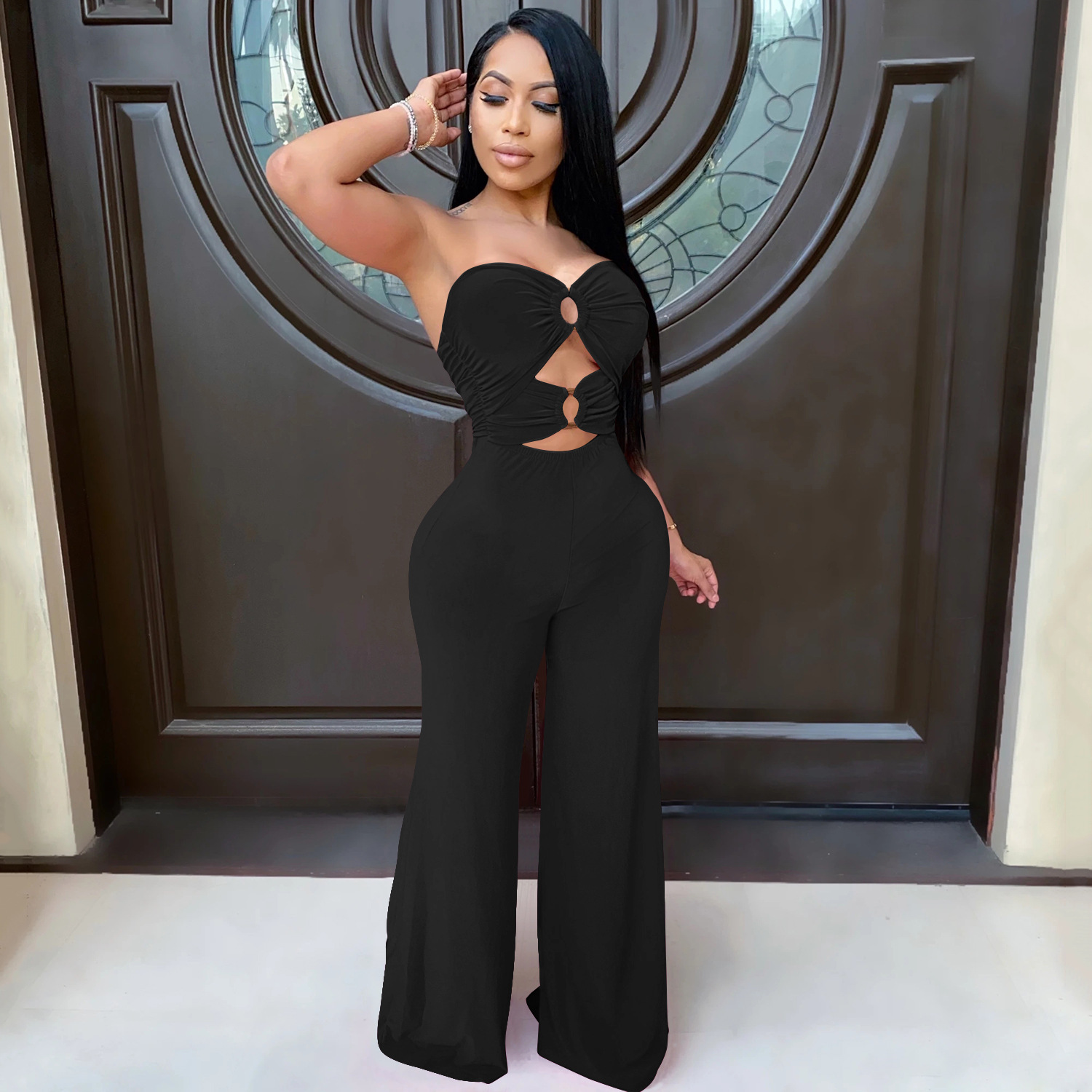 Breast-Wrapped Wide-Leg Jumpsuit NSXYZ81577