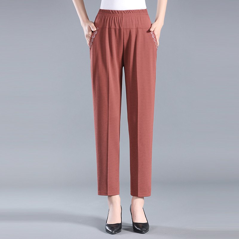 Middle-Aged and Elderly Women's Casual Pants Thin Summer Cropped Pants ...