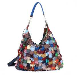 包包女2022新款女包羊皮彩色拼接女士手提单肩包斜挎包托特包