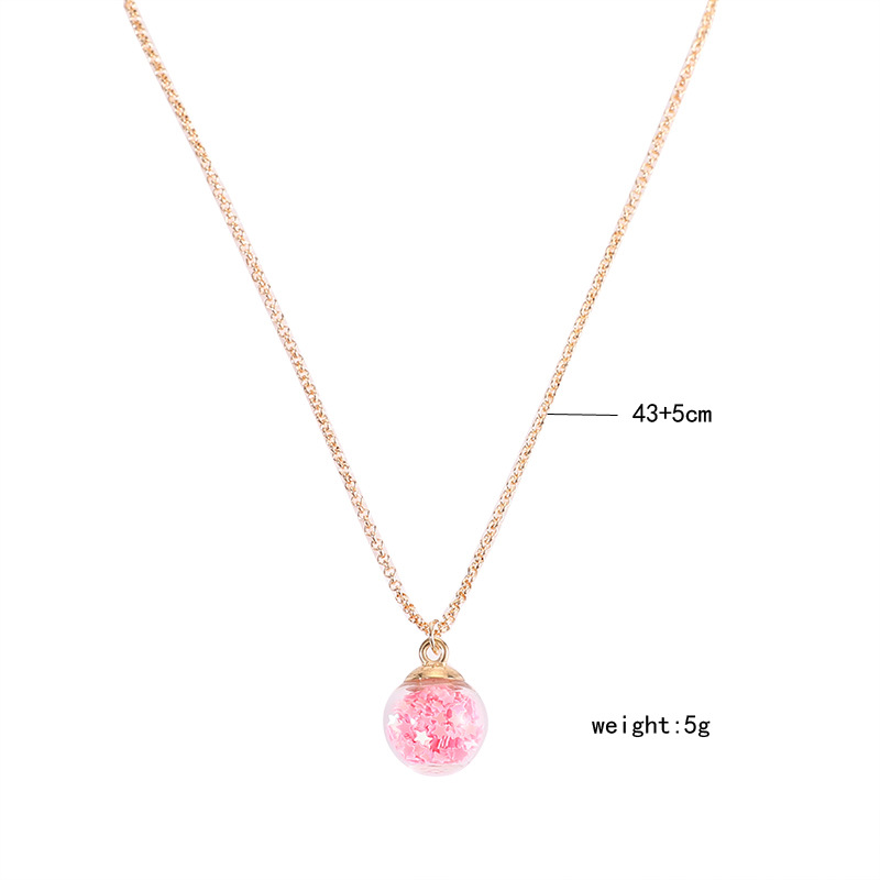 simple fluorescent five-pointed star glass ball pendent necklace