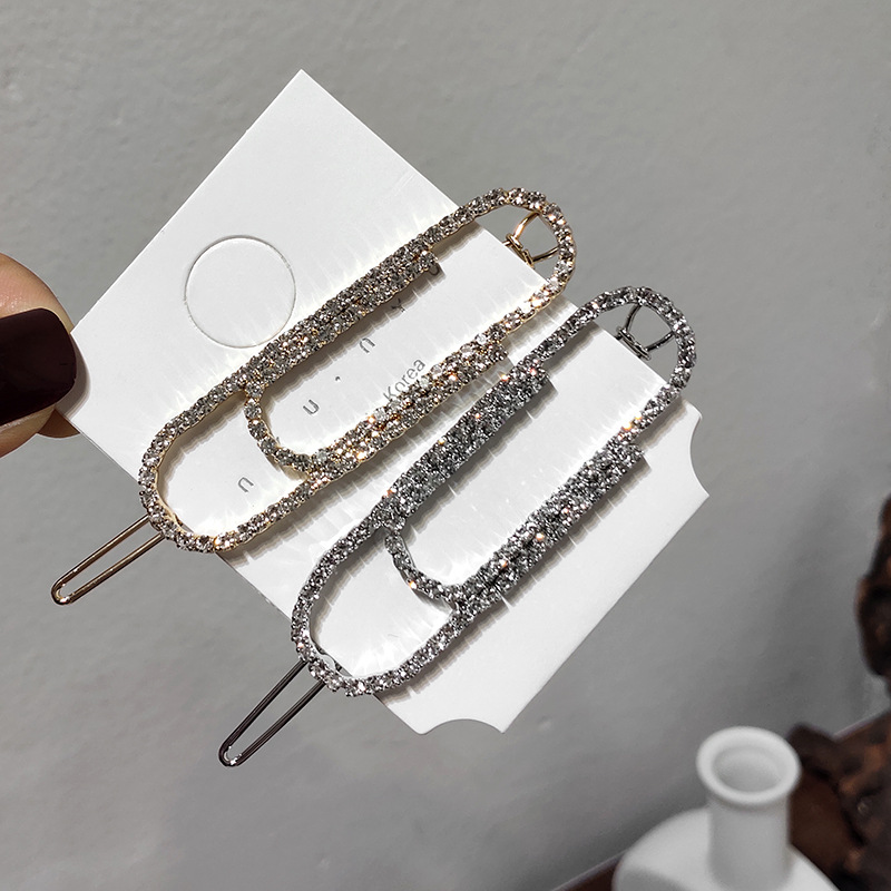 Korean Simple Diamond-studded Paper Clip Shape Hair Clip display picture 2