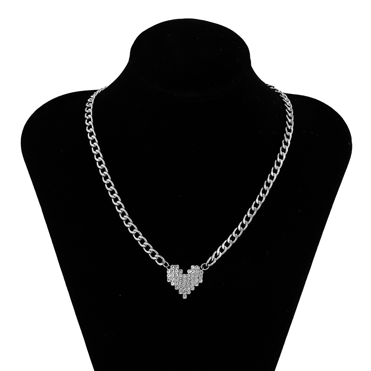 Wholesale Jewelry Simple Style Heart Rhinestone Iron Plating Necklace display picture 12