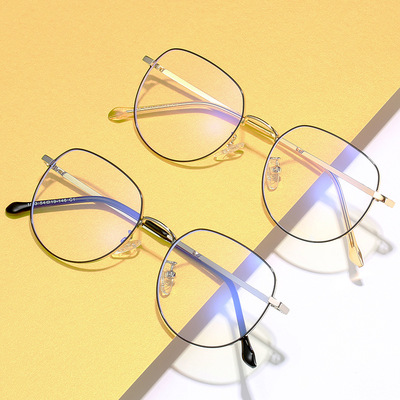 时尚金属眼镜框 多边形防蓝光眼镜 男女平光镜近视眼镜架1953