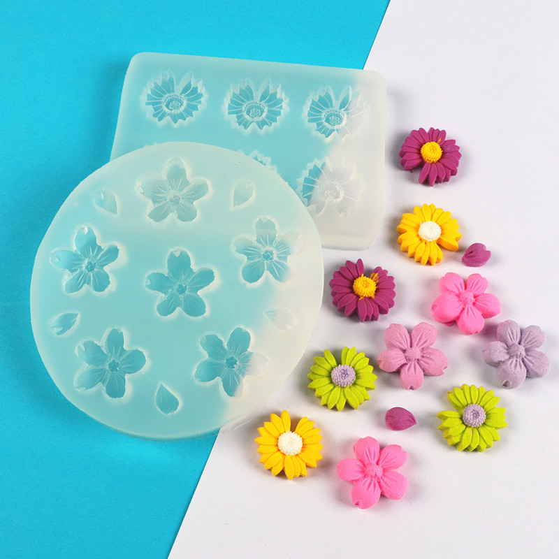 Molde de silicona flor de cerezo DIY aromaterapia molde de yeso decoración de la torta pequeña Zou Ju molde de chocolate epoxi