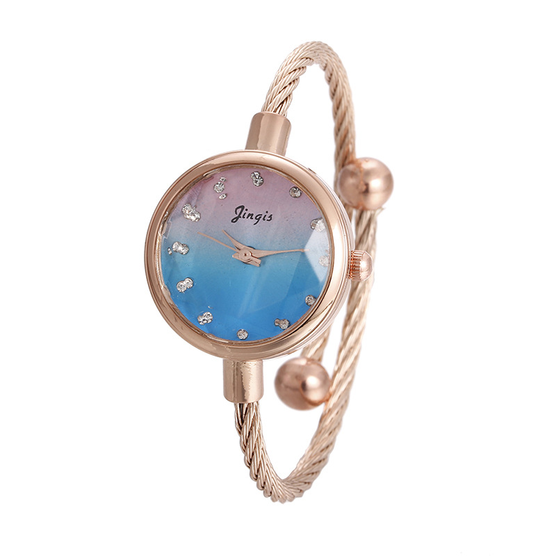 70g Weight Ordinary Glass Mirror Material Alloy Strap Material Watch Classification Pointer Display Type Sweet Gradient Color Bracelet Type Quartz Women's Watches
