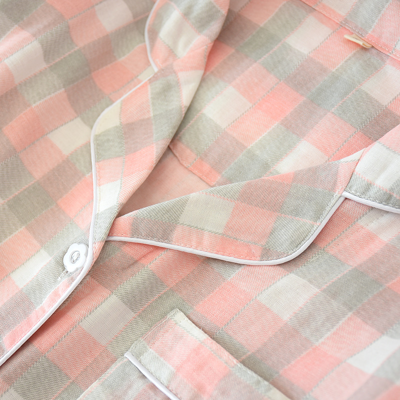 新款纱布情侣格子睡衣