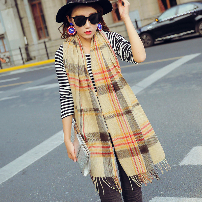 学生纽扣格子双面披肩-5