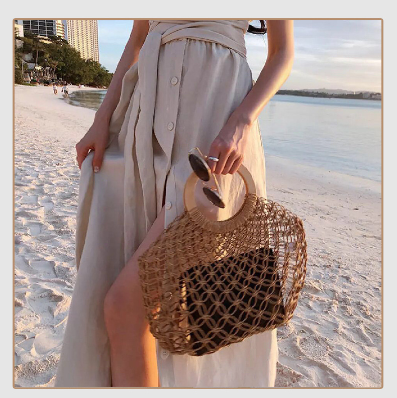 Frau Mittel Sommer Stroh Strand Strandtasche display picture 1