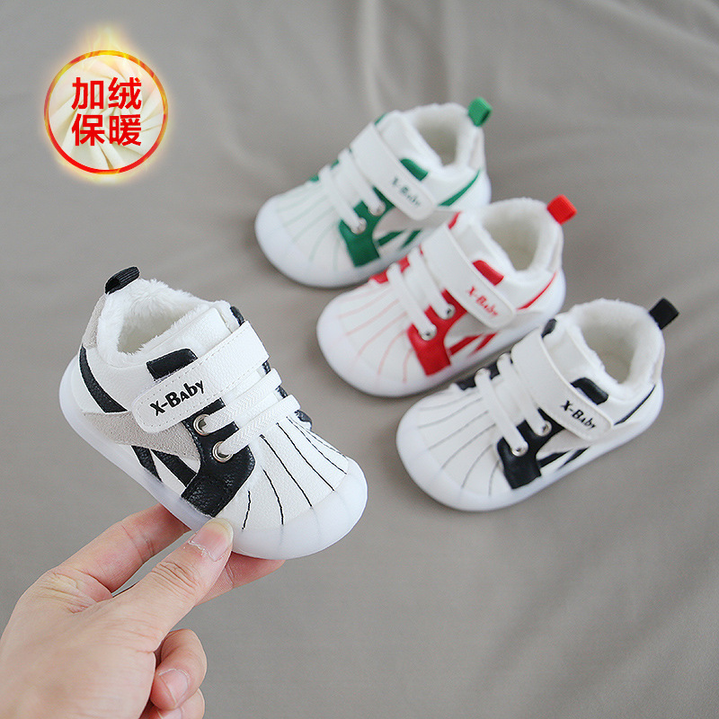 2020 winter new pattern Plush 1-3 men and women fruit soft sole Baby Shoes Velcro prewalker