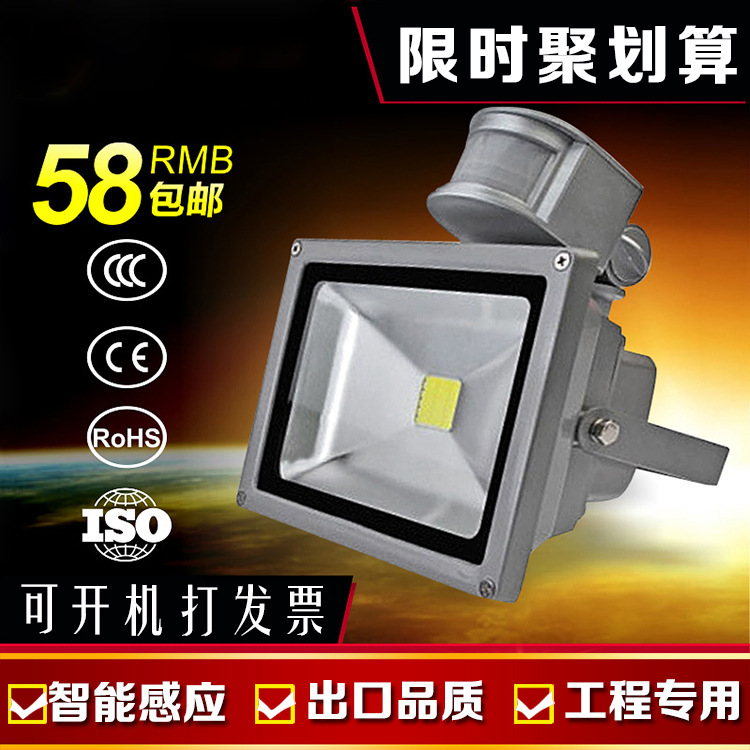 LED infrared human body induction floodlight floodlight projection Corridor light 10W20W30W50W outdoor waterproof light