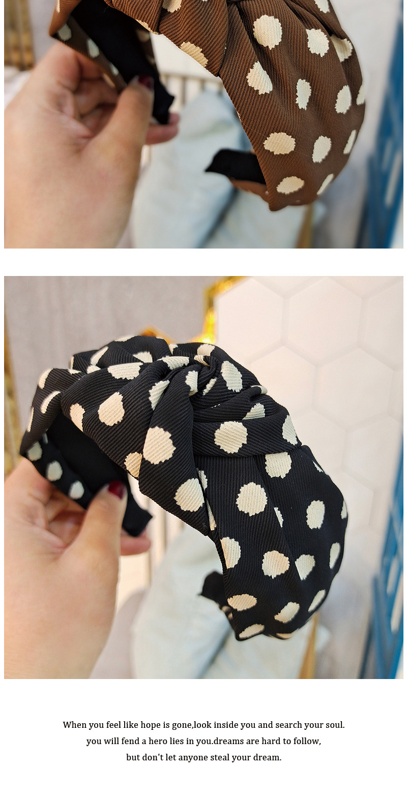 Wide-brimmed Fabric Retro Fashion Polka Dot Headband display picture 5